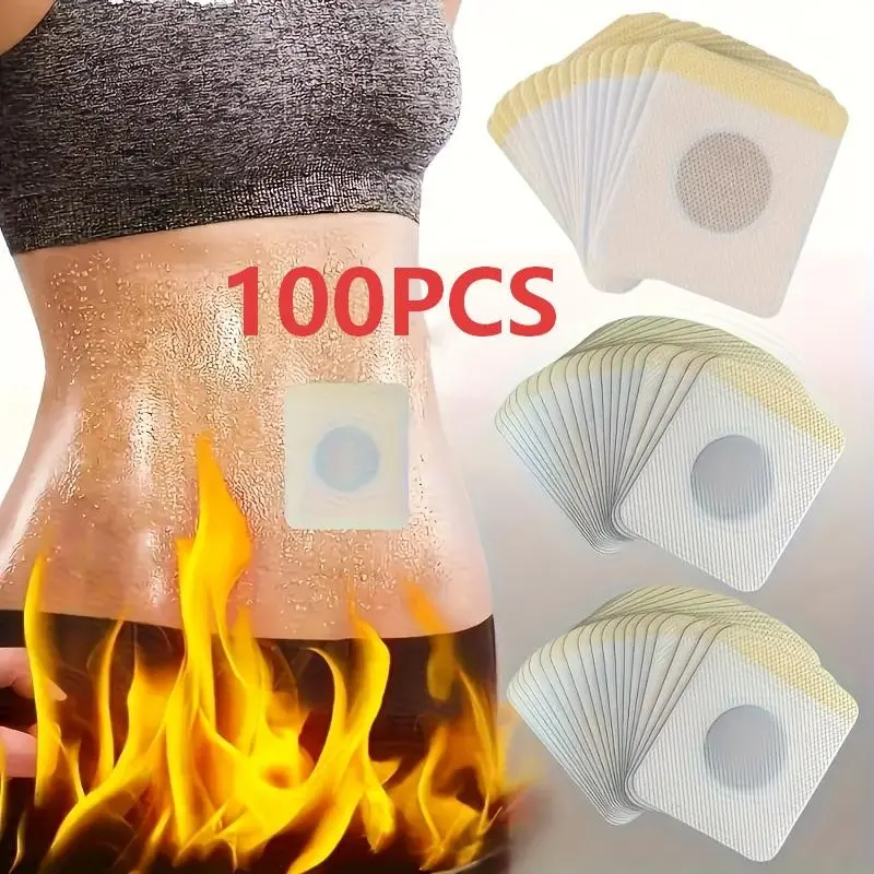 100pcs Navel Patch Belly Shaping Sticker Breathable Non-Woven Fabric Unisex Home Travel Fitness Essential Easy Use