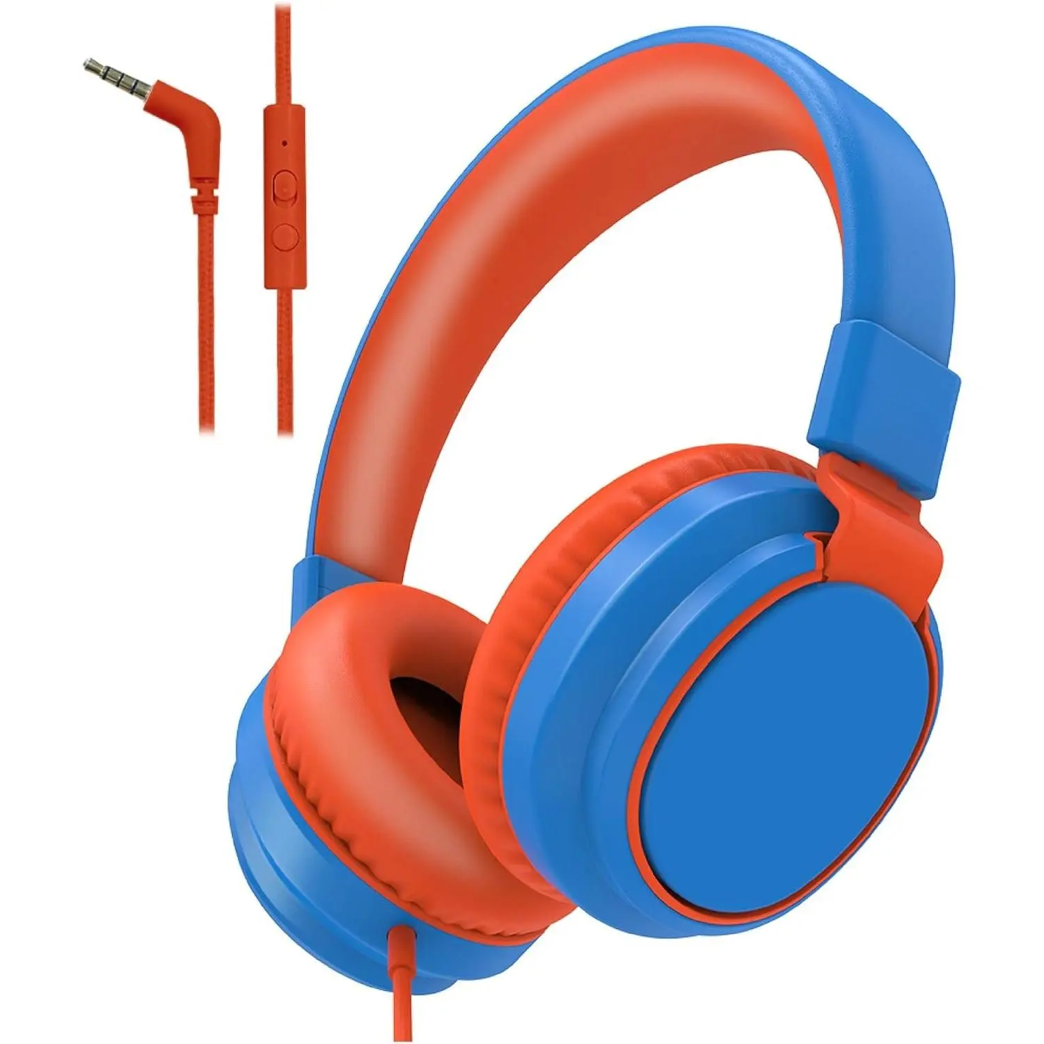 Headphones for School Learning,Volume Limited 85/94dB, Foldable Lightweight Over-Ear Wired Headphones for   Girls Boys 3.5mm for Pad,Headsets with -in Mic Blue