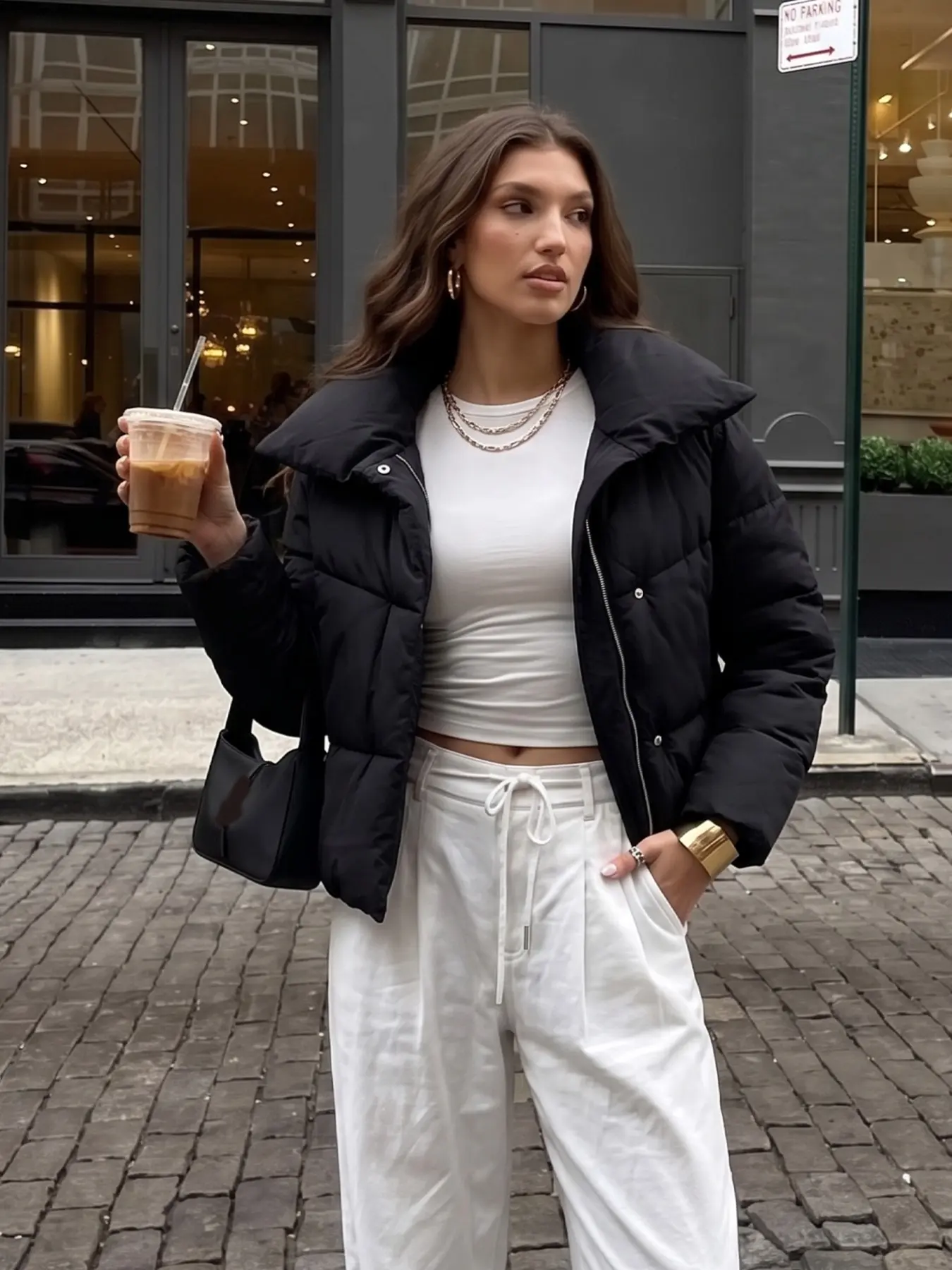 Women's Cropped Puffer Jacket, Stand Collar Padded Coat, Bubble Jacket Zip Up, Windproof Winter Warm Outerwear, Stylish & Comfortable