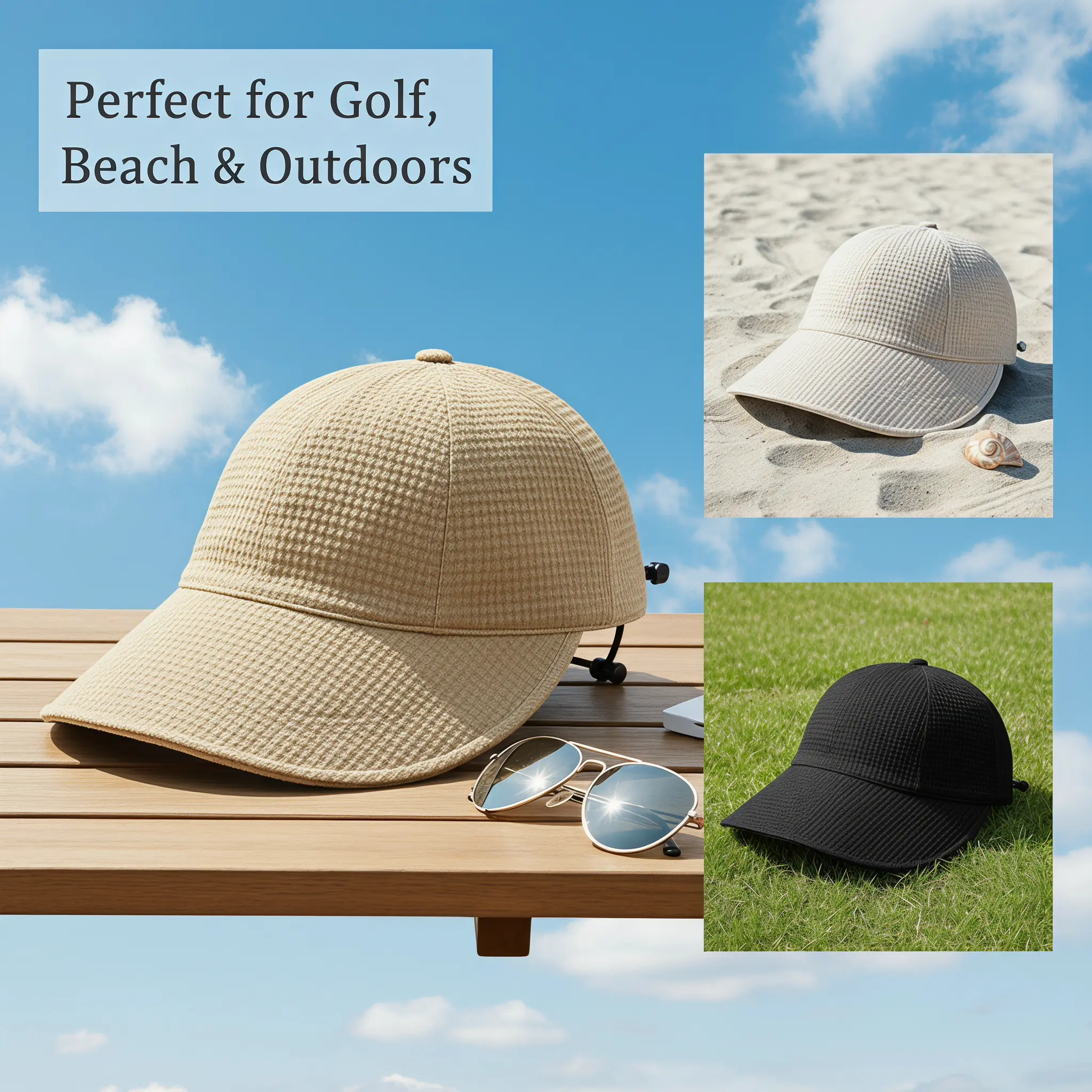 Women's Wide-brimmed Sun Hat - UPF 50 + Open Top Hat for Ponytail, Golf and Beach