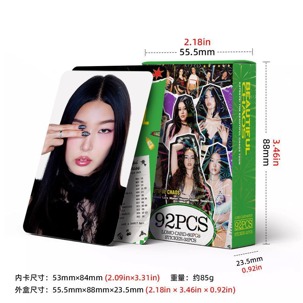 92Pcs/Set Kpop Idol KATSEYE Album Gabriela Lomo Cards LARA DANIELA HD Printd Photocards Stickers MANON MEGAN YOONCHAE Fans Gift