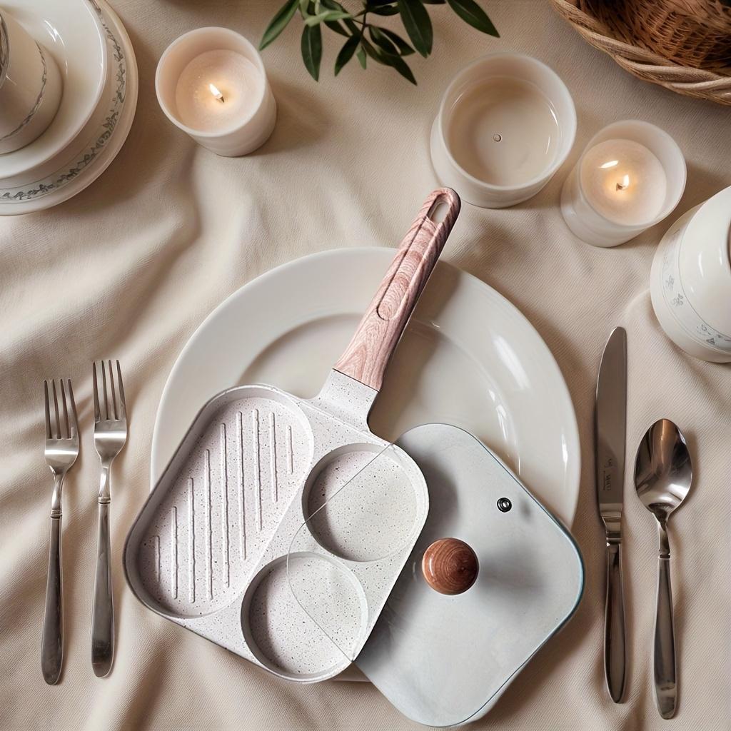 Non-Stick Aluminum Frying Pan with Lid - 3-Section Griddle for Eggs, Steaks & Breakfast - Ideal Covered Skillet for Perfect Morning Meals, Versatile