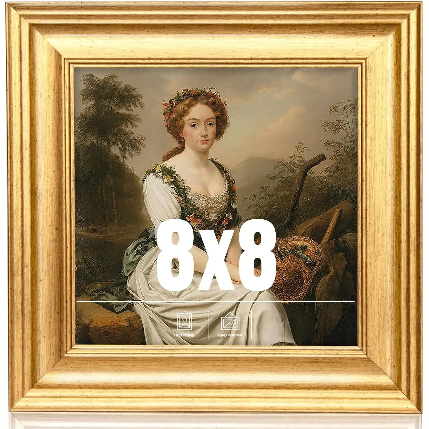 8x8 Picture Frames (1 Pack, Gold) Square Photo Frame Set with High Definition Glass for Wall Mount & Table Top Display