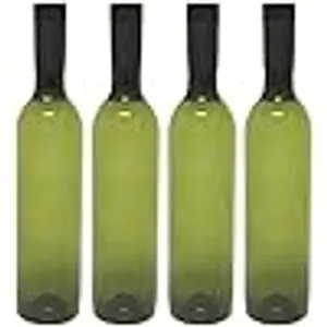 Plastic Wine Bottles & Screw Caps, Green, 750ml - Pack of 4