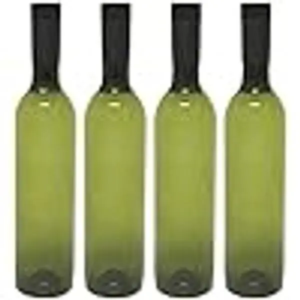 Plastic Wine Bottles & Screw Caps, Green, 750ml - Pack of 4