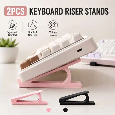 Ergonomic Keyboard Wrist Rest Stand Set, Non-Slip Adjustable Keyboard Riser, Comfortable Typing and Gaming Experience, gaming setup accessories, 2-Piece Kit
