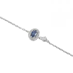 Loveden Darcy Blue Mood Bracelet, Full Inlaid Cool Tone Blue  With Tiny White Diamond Accents, Minimalist Light Luxury Stackable Daily Statement Jewelry, Elegant Delicate Accessory Ideal Gift For Women Dating Office Party Wedding Occas