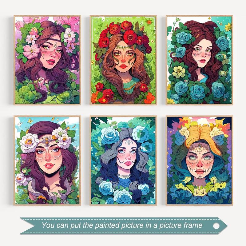 Sugar Skull Women Coloring Book, 24 Pages Spiral Bound Coloring Book, Creative Coloring Book for Adults, Art & Craft Supplies, Coloring Gift Book