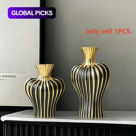 Ceramic Vase, 1 Box Irregular Striped Design Vase, Decorative Vase, Modern Desktop Decoration, Office Desk Flower Arrangement, Dried and Fresh Flowers, Home Decor, Ornaments #GLOBAL PICKS