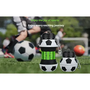 Football Shaped Silicone Folding Cup, Portable Outdoor Water Cup, Leakproof Drop Resistant Travel Drink Mug
