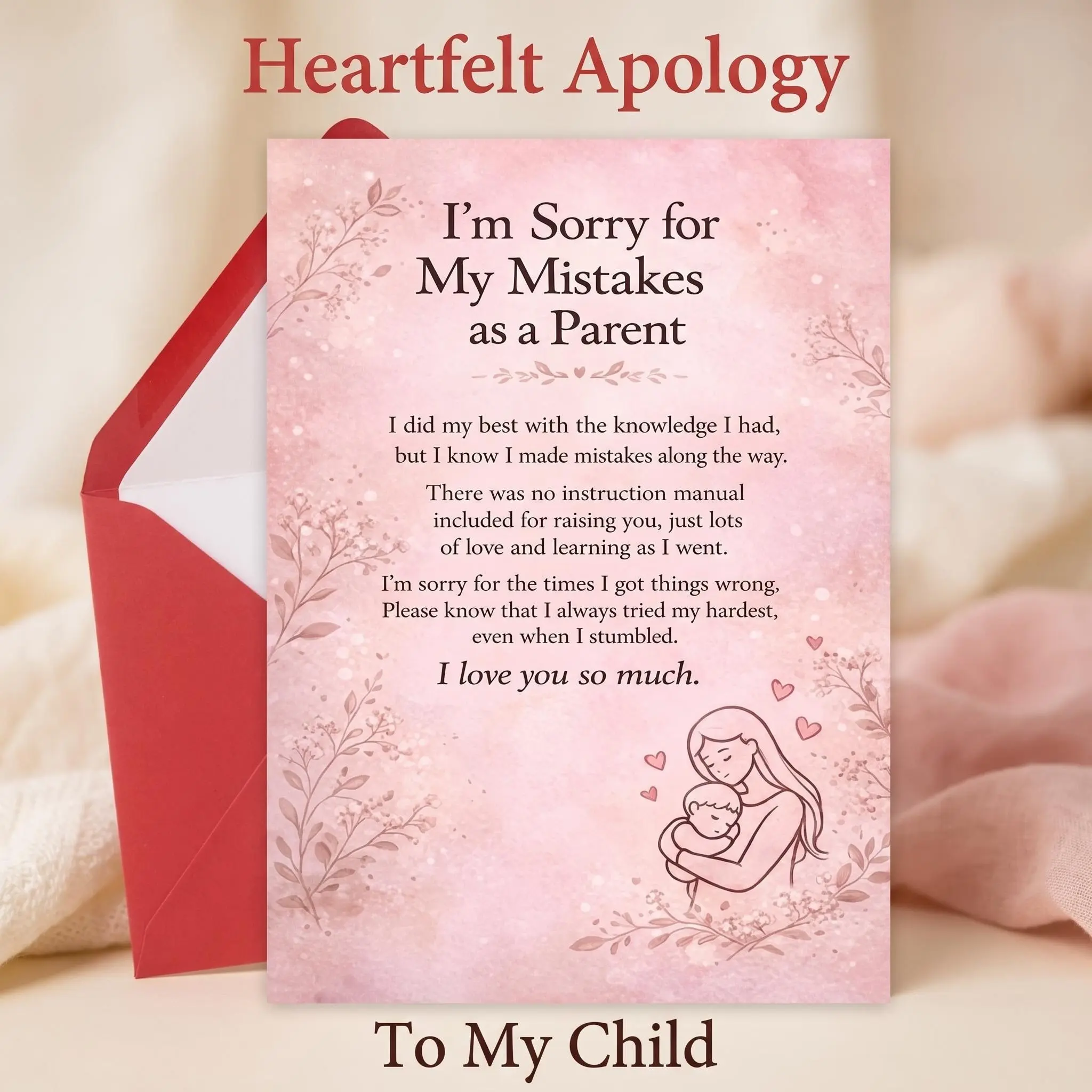 Greeting Card Apology Greeting Card from Parent to Son Or Daughter Heartfelt I Am Sorry Note for Family Reconciliation Thoughtful Gift for Birthday Or Any Day Greeting Card