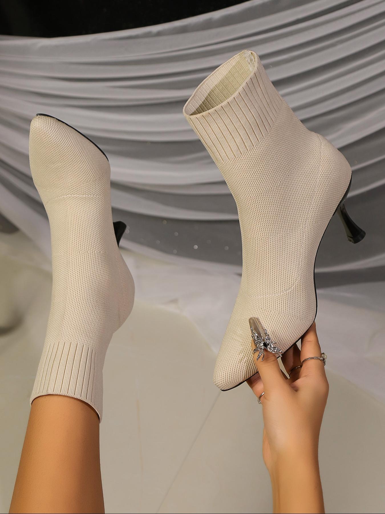 Women's New Stretch Knitted Socks Boots, Elegant Women's Pointed Stiletto High Heels, Trendy Versatile Women's Stiletto Heeled Boots, Suitable for Daily and Evening Banquet Wear, Ideal Gift Choice