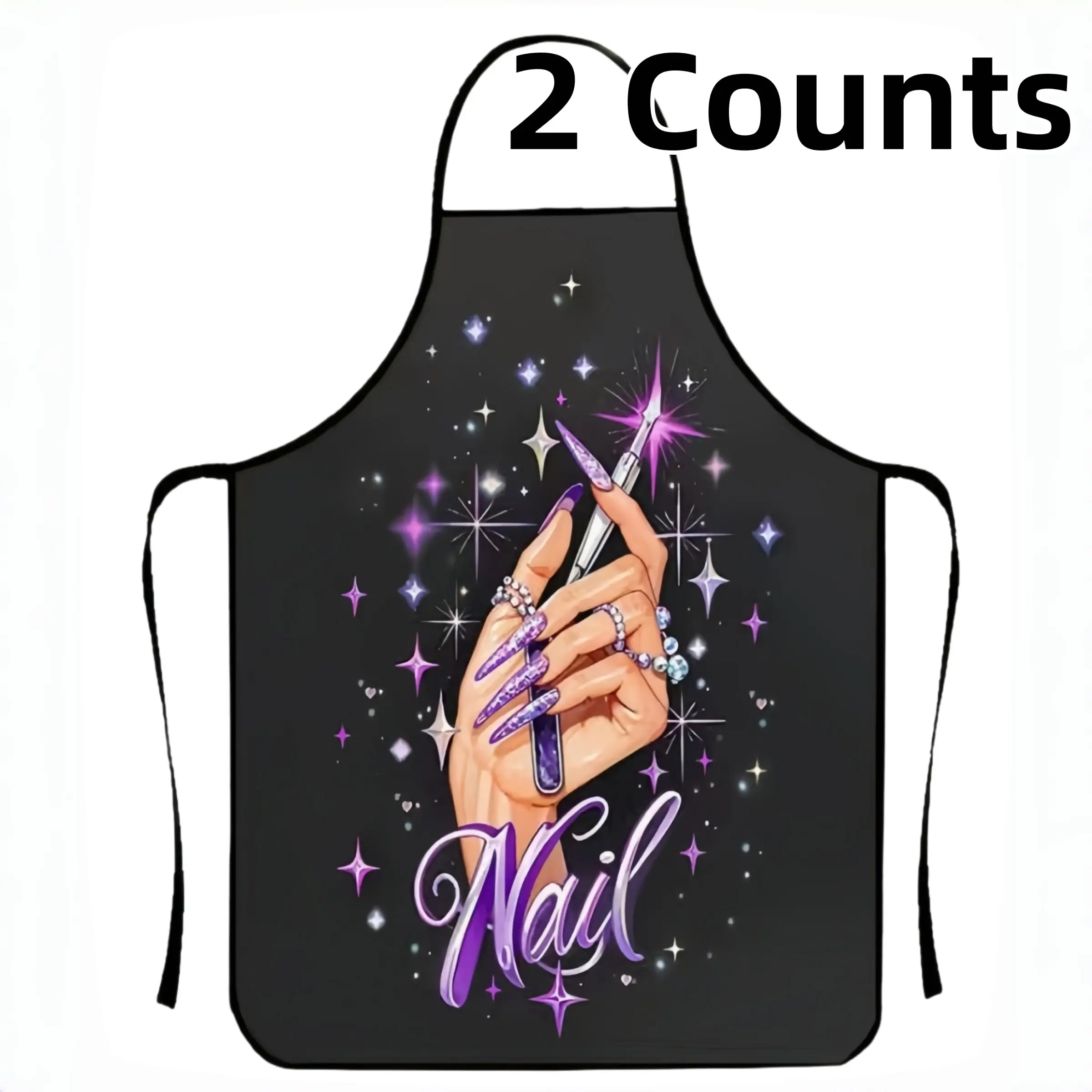 Shining Purple Nail Apron Set,2 Counts Polyester Work Apron for Nails,Christmas Gift, Summer Cool Apron for Women,Nail Tech,Nails Design Tool,Nail First,Garden Tool, Kitchen Essential,Cleaning Tool