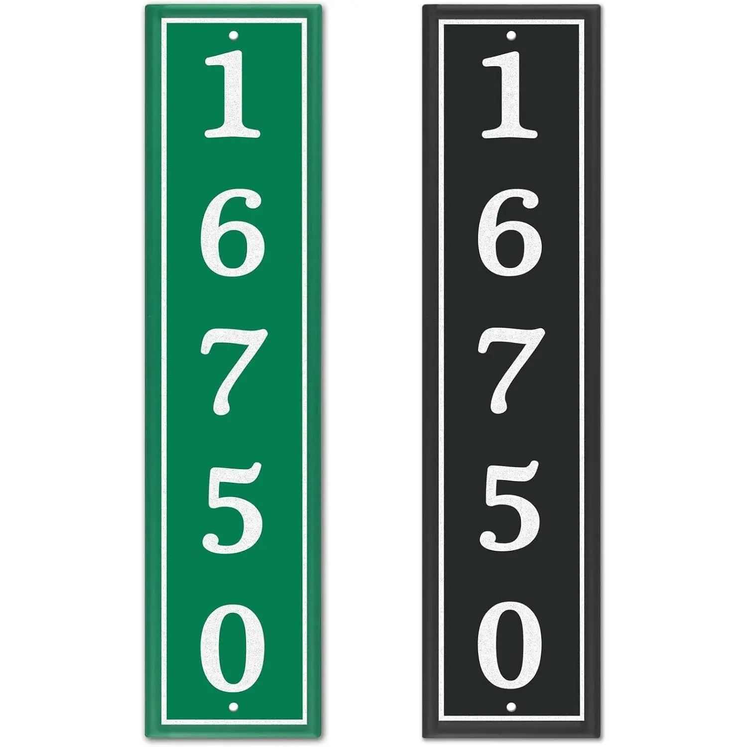 Personalized Reflective Address Plaque, Custom Aluminum Address Sign for Mailbox, House, Street, Outside, Vertical House Number Sign with Two Screw, 16" x 3.5" (Black or Green)