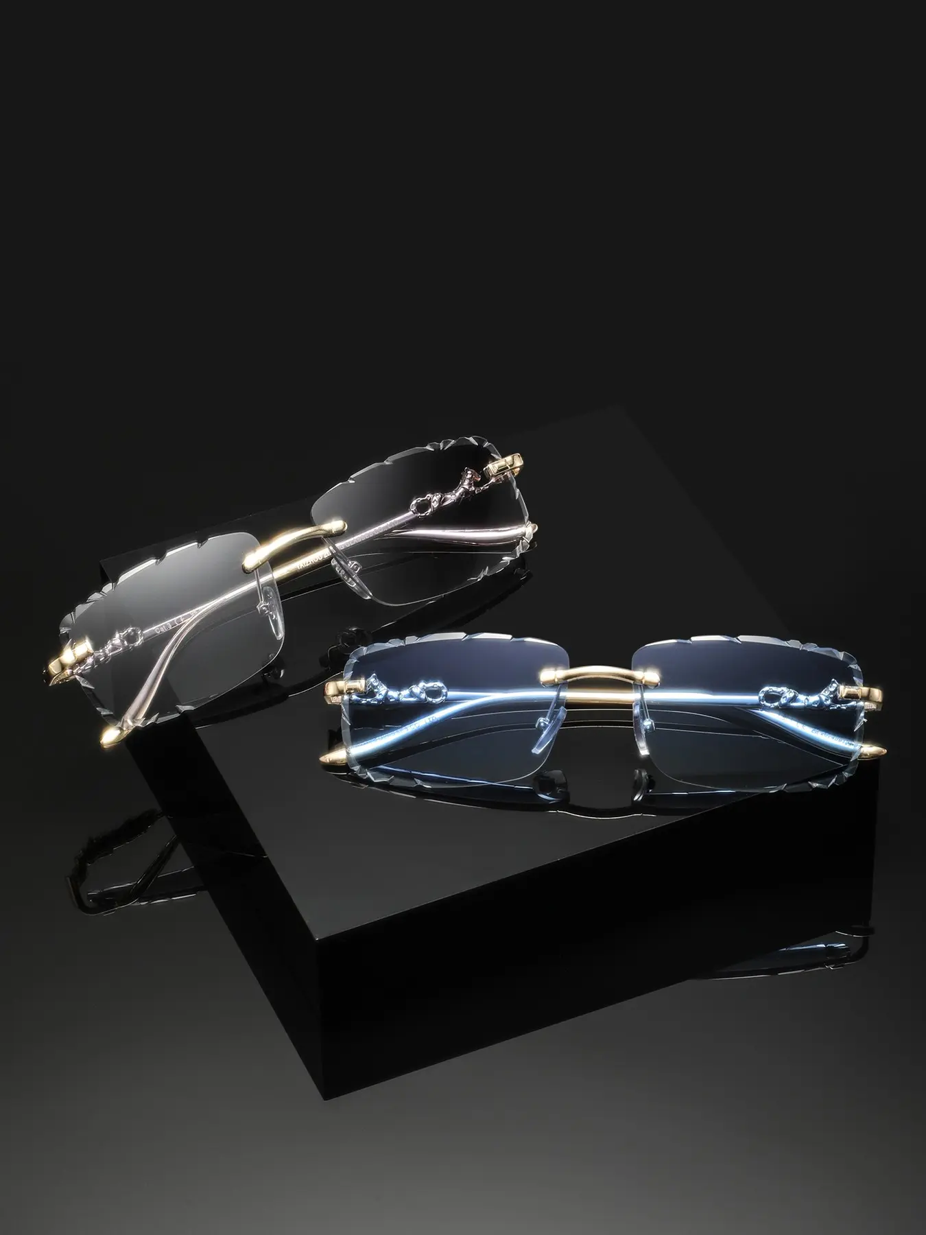 2pcs Men's Metal Rectangular Frameless Fashion Shades, Luxurious Retro Elegant Sunglasses for Business Travel Streetwear Party