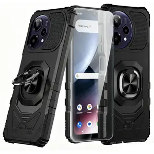 for Cricket iCon Pro 2026 Phone Case/Att Motivate Pro 2 5G Phone Case with Screen Protector,Magnetic Ring Stand Dual Layer Rugged Corner Military Grade Case Red for AT&T Motivate Pro2 Black
