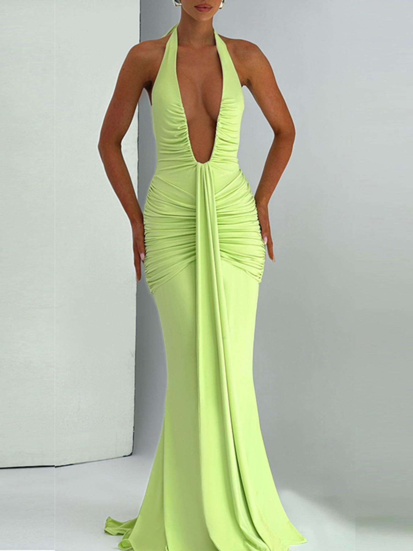 Women's Backless Bodycon Dress, Elegant Solid Color Sleeveless Dress, Ladies Summer Clothes, Elegant Evening Gown