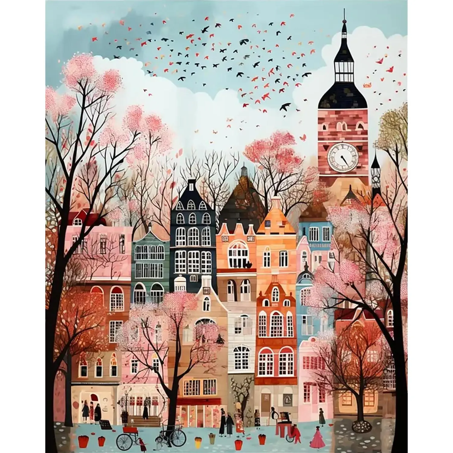 5DDIYART Paint by Numbers for Adults Beginner, London Paint by Number Kits on Canvas Without Framed,Paint by Easy Acrylic Painting Home Wall Decor 16x20inch