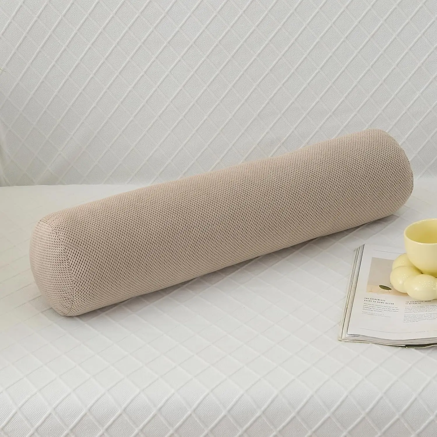Cylindrical Body Pillow with Removable Velvet Cover – Plush Fill, Multiple Sizes for Back, Leg & Pregnancy, Sofa & Bed Decor (Hemp Color, 23.62 * 5.9in)