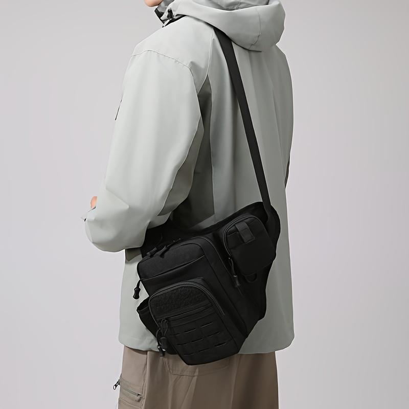 Casual Men's Crossbody Bag with Side Pouch, Multifunctional Lightweight Chest Pack for Outdoor Sports, Durable Breathable Waist Bag with Secure Zippered Back Pocket