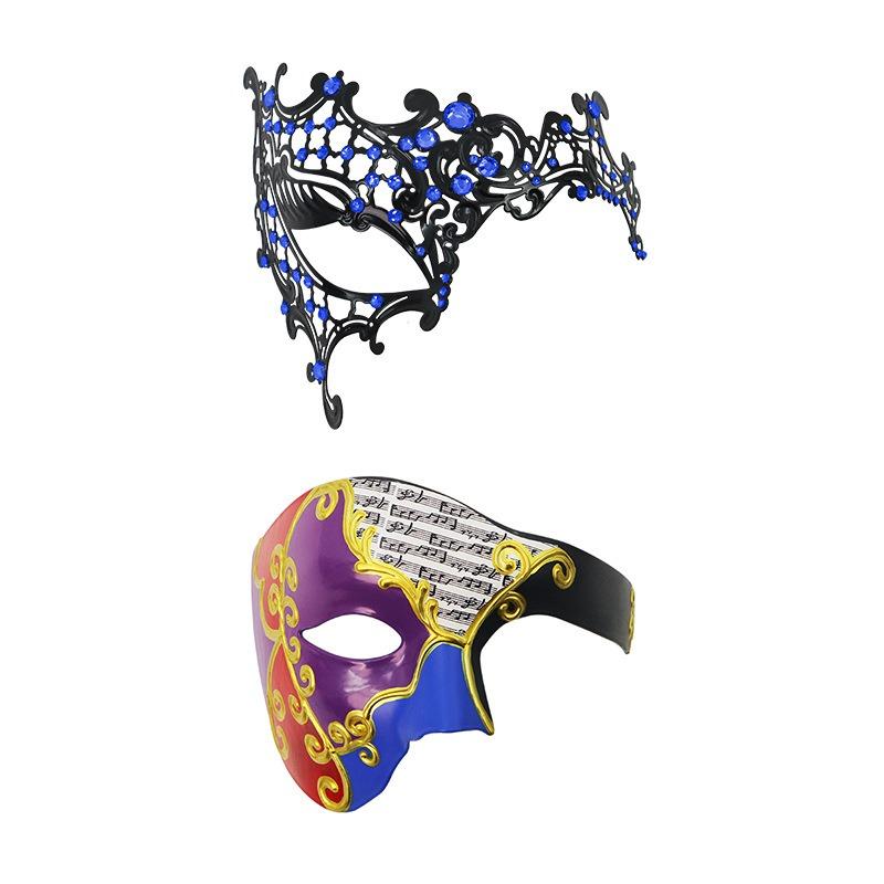 Venetian Carnival Half Face Mask, Rhinestone Phantom of the Opera One-Eye Mask for Couples & Masquerade Party