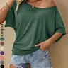 2026 Women's Casual Minimalist Loose-Fitting Short Sleeve T-Shirt, Plain Round Neck Design, Comfortable Everyday Wear for All Seasons