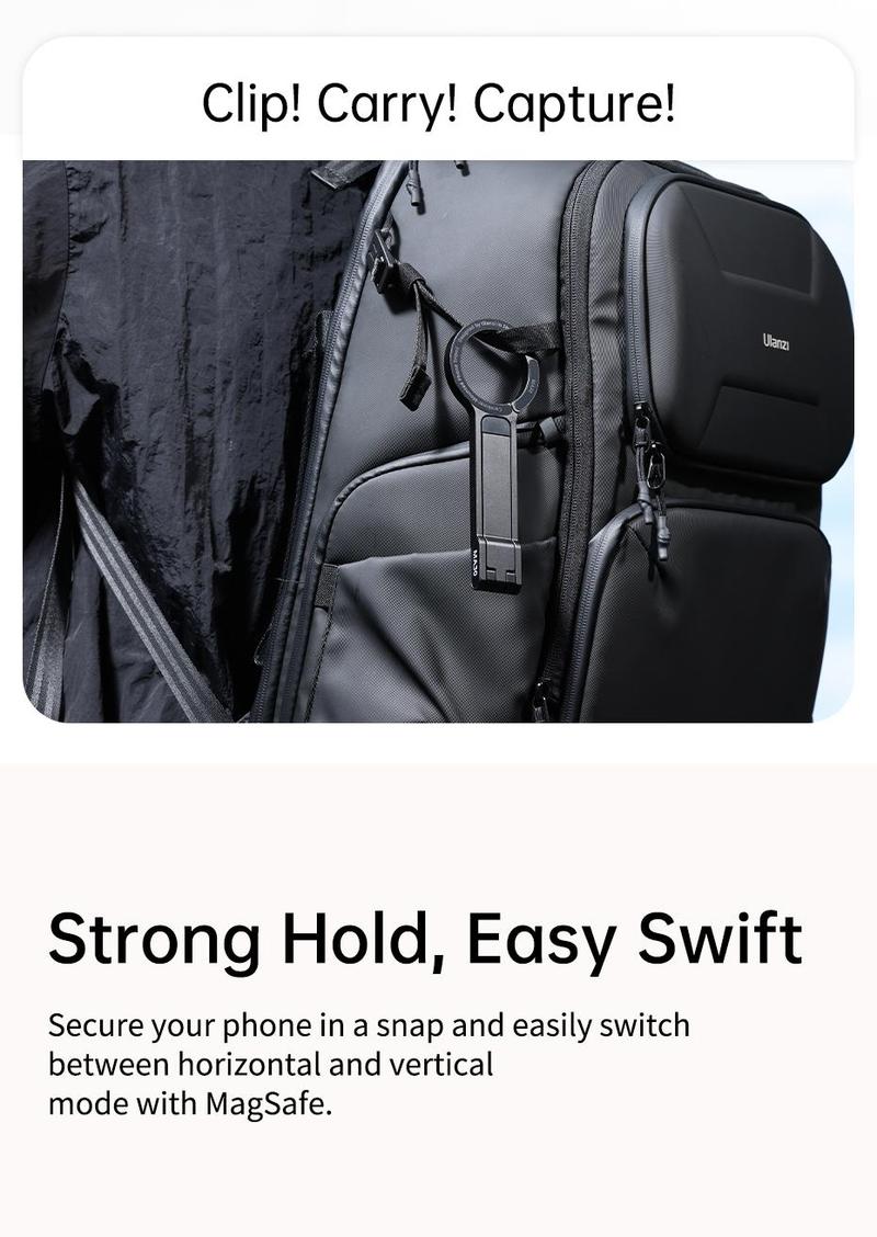 ULANZI Magnetic Phone Stand for iPhone MA30 - Aluminium Smartphone Mini Tripod Foldable Pocket Cell Phone Stand Dual-Sided Magnet Quick Mount Compatible with iPhone 16 15 14 13 12 Magsafe