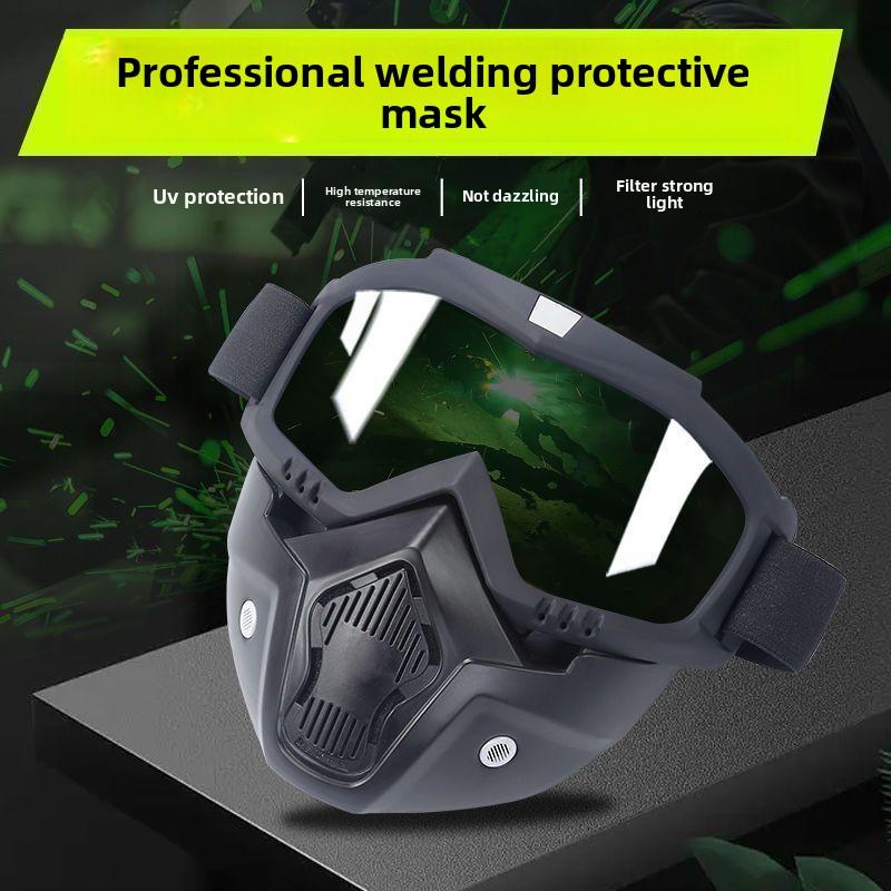 Welding protective mask, anti-splash, anti-glare, heat-insulating, anti-fog, labor protection, construction site work goggles, breathable hole mask