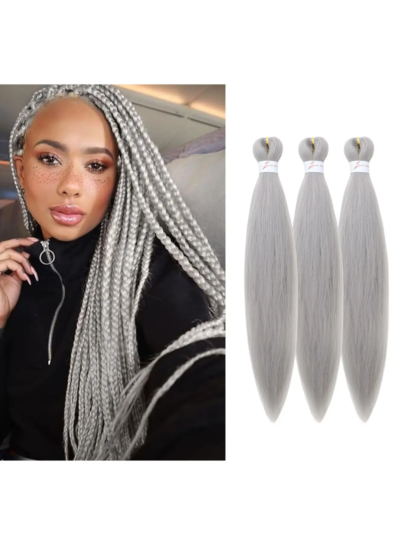 3 packs of pre stretched street dance ponytail wig braided hair, each bundle of 26 inch synthetic fiber, lightweight and heat-resistant, suitable for beginners hip-hop high ponytail dirty braid box weave twisted role-playing hairstyle