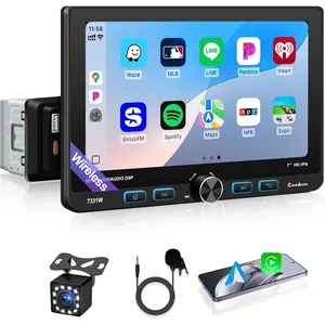 7 Inch Single Din  Stereo    & , Detachable Rotatable  Touchscreen Radio with  5.2, FM AM RDS, USB Type-C, MP5 Player, Backup Camera Input, 4x25W