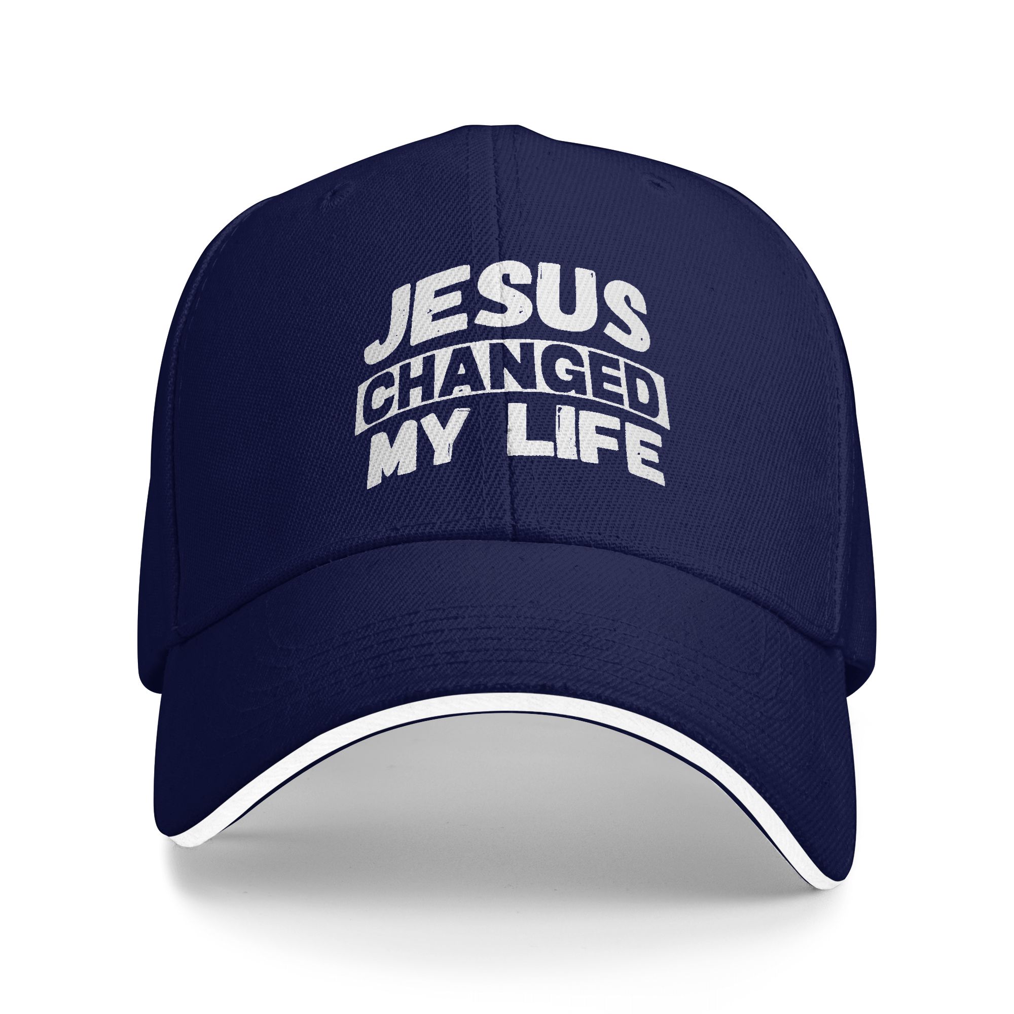 Jesus Changed My Life Printed Dad Hat| Christian Faith Inspirational Cap,Religious Faith Gift Dad Cap,Inspirational Faith Hat for Men & Women