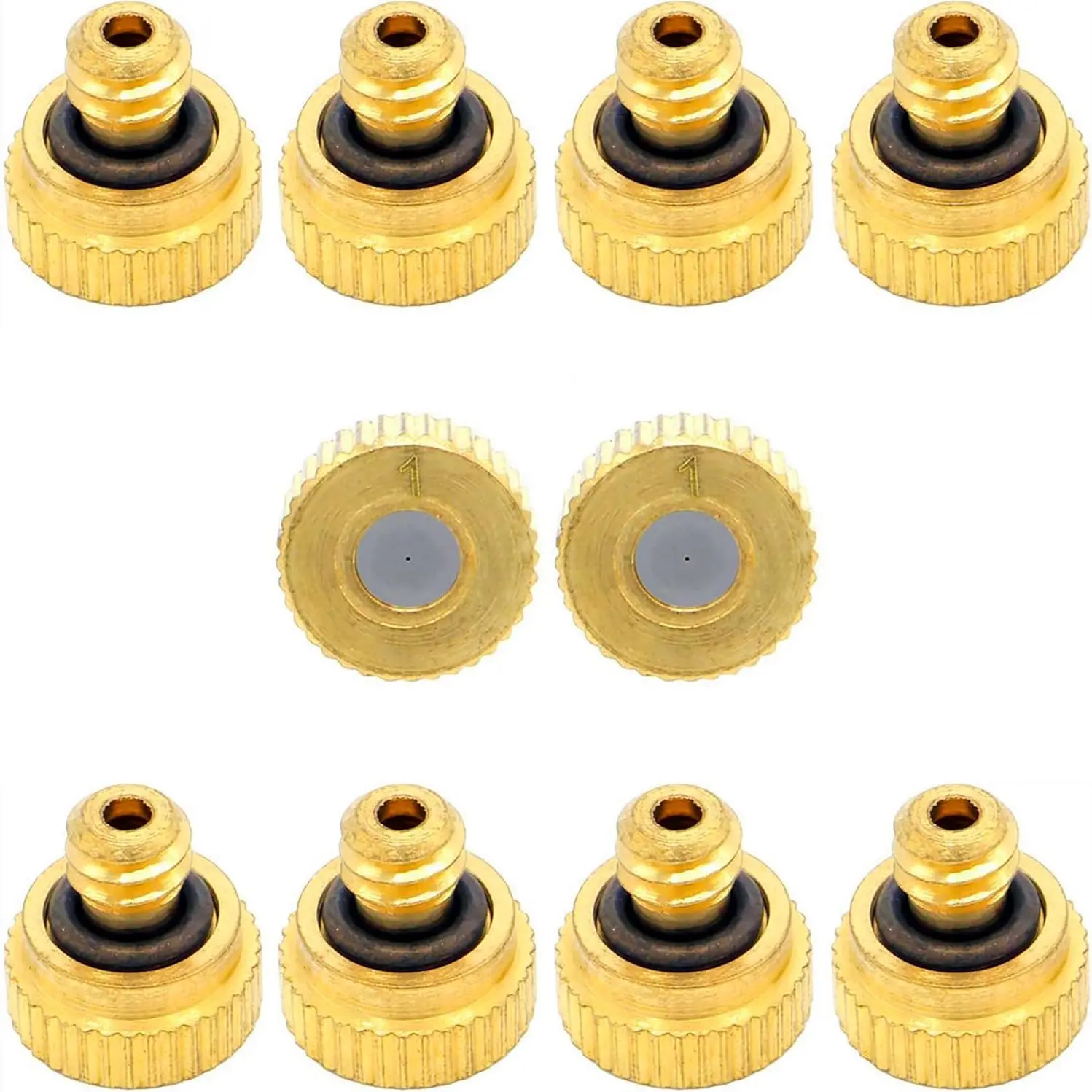 10 count Brass Misting Nozzle - 0.004" Orifice (0.1mm) Dia 10/24 UNC  Heads for Outdoor Cooling System (0.1mm)