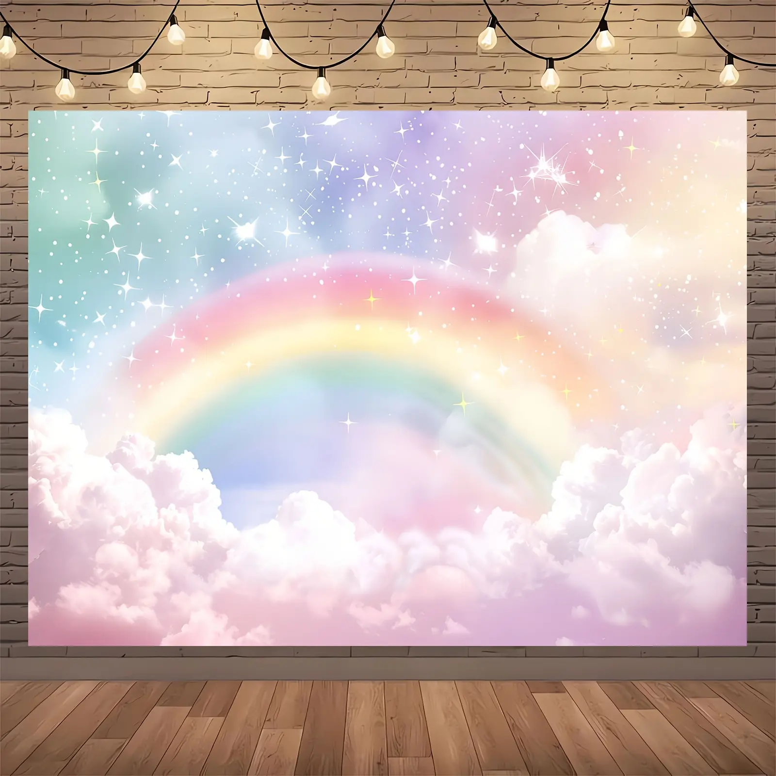 Photography Background, Pastel Rainbow Backdrop for Birthday Party Decorations with Unicorn Theme, Cake Table Banner, Rainbow Shower Photography Background, Festival Decoration