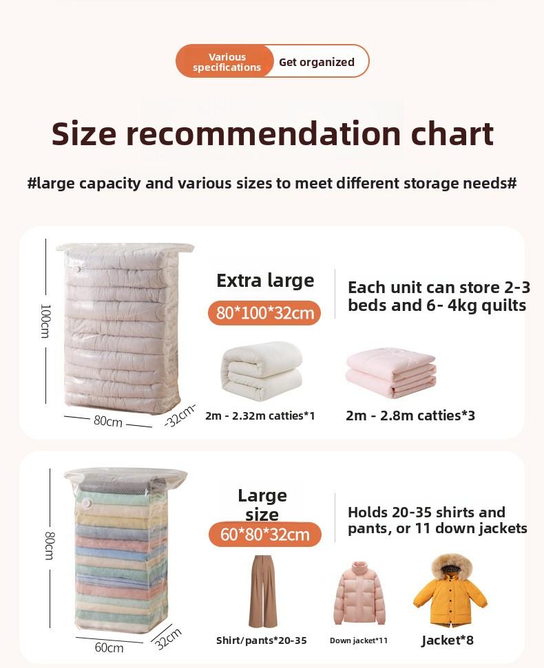Vacuum Compression Bag No Air Extractor Needed 3D Thickened Large Capacity Clothes Quilts Storage Sealing Bag