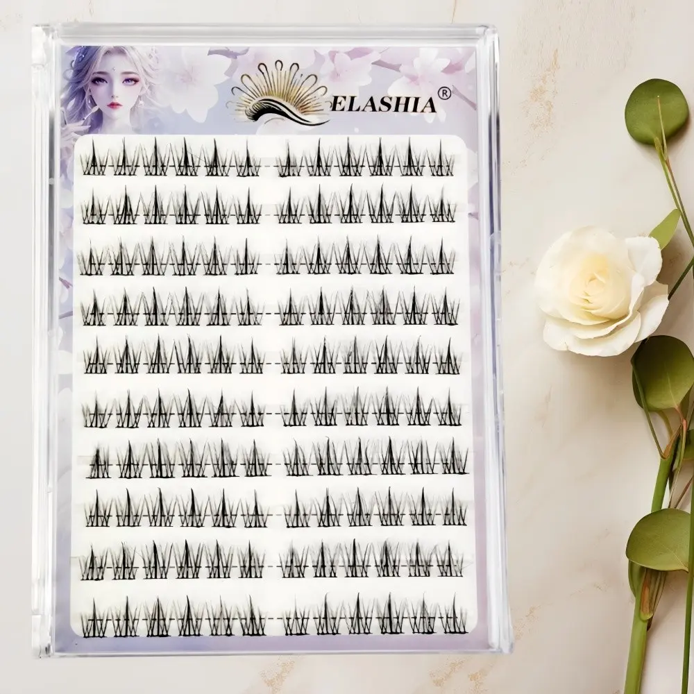 New 10-Row Glue-Free Sunflower False Eyelashes, Princess Big Eye Natural Look, Soft Fiber Single Cluster, Beginner-Friendly, Realistic Segmented Design, Makeup