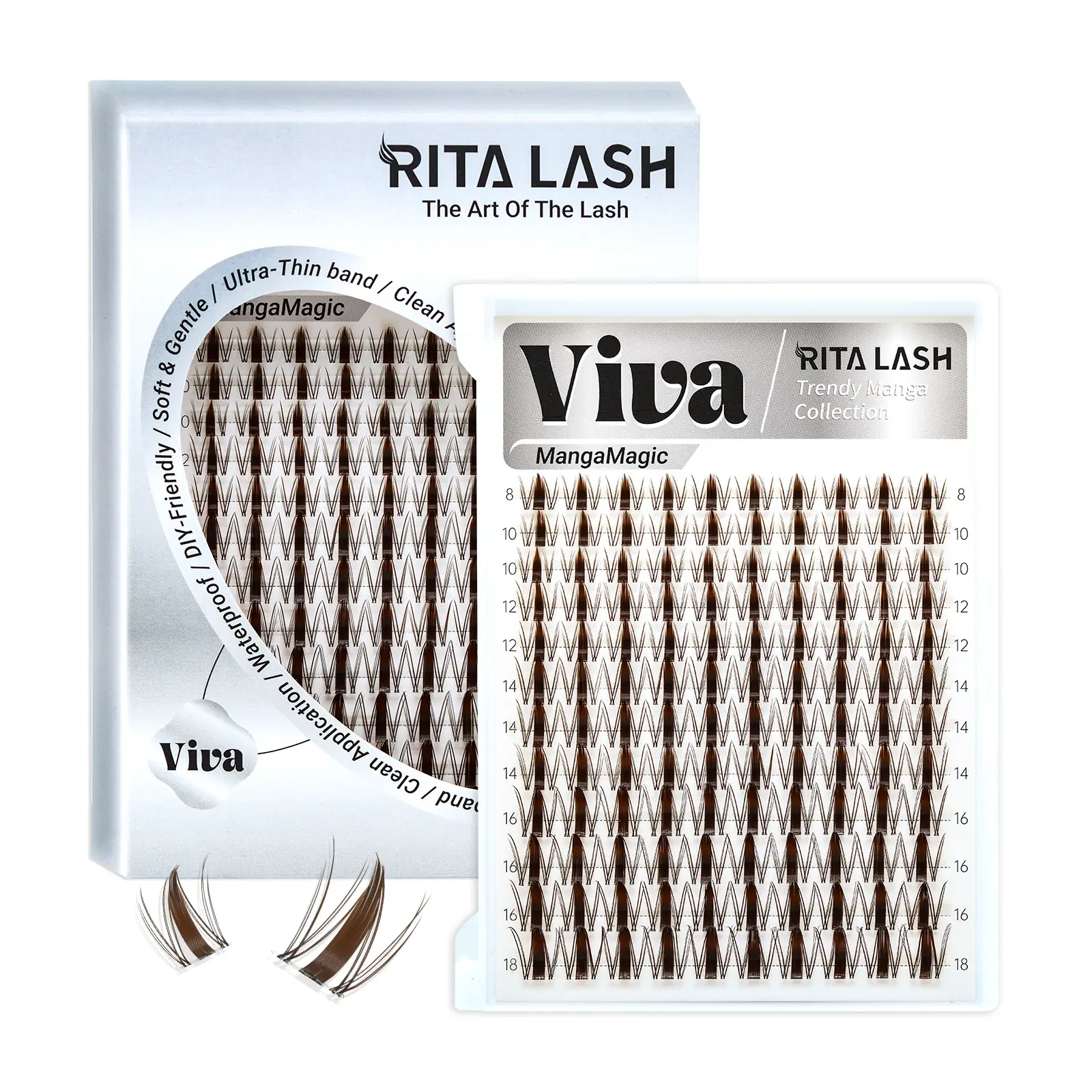 Viva | RITALASH 120PCS Dark Brown - Manga Lashes with Ultra-Dense, Waterproof, Long-Lasting Lashes | Fairy |Beginner-Friendly DIY Lashes for a Flawless Look | Trendy & Must-Have Clusters