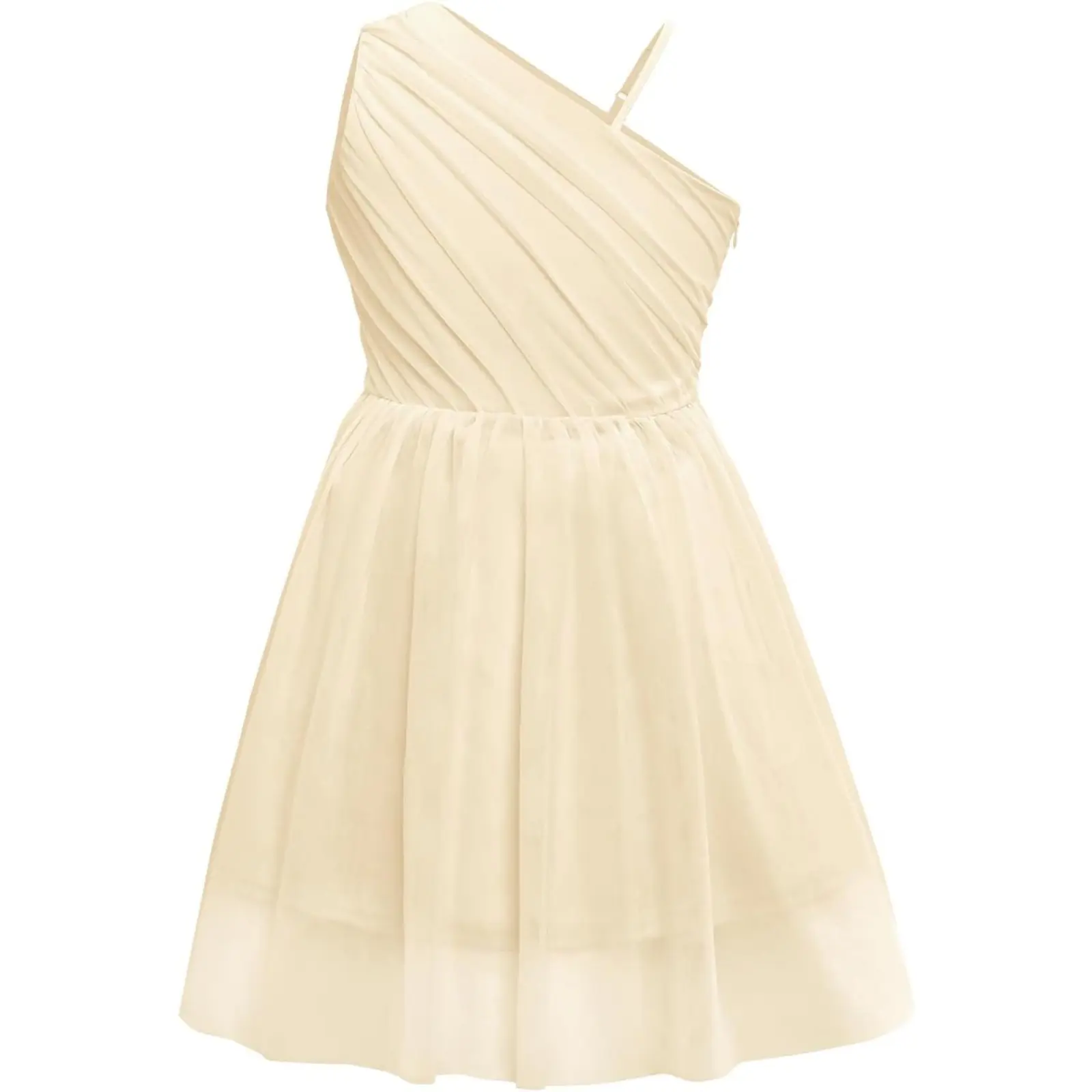 Haloumoning Girls One Shoulder Dress Summer Birthday Party Formal Dresses | Flower Girl Dress, Soft Layered Tulle, ideal for Weddings and Birthday Parties, 5-14 Years