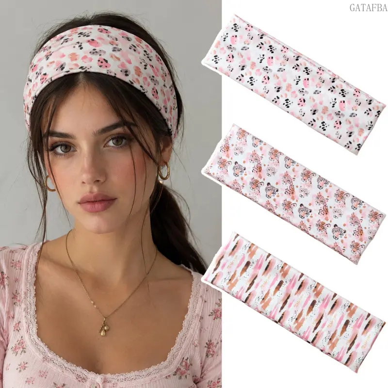 Pink Leopard Print Stretch Headband for Women, Fashion Hair Band for Washing Face, Makeup