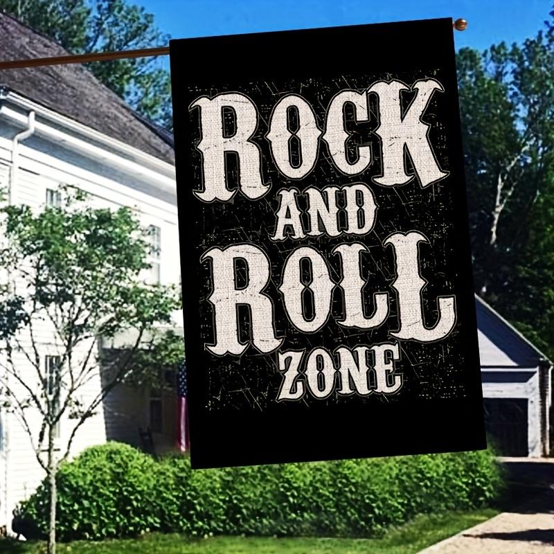 1pc, Rock And Roll Zone Garden Flag, Yard Outdoor House Room Decoration Banner, 12x18 In, Gifts For Families Friends Rock Lovers(ONLY FLAG)