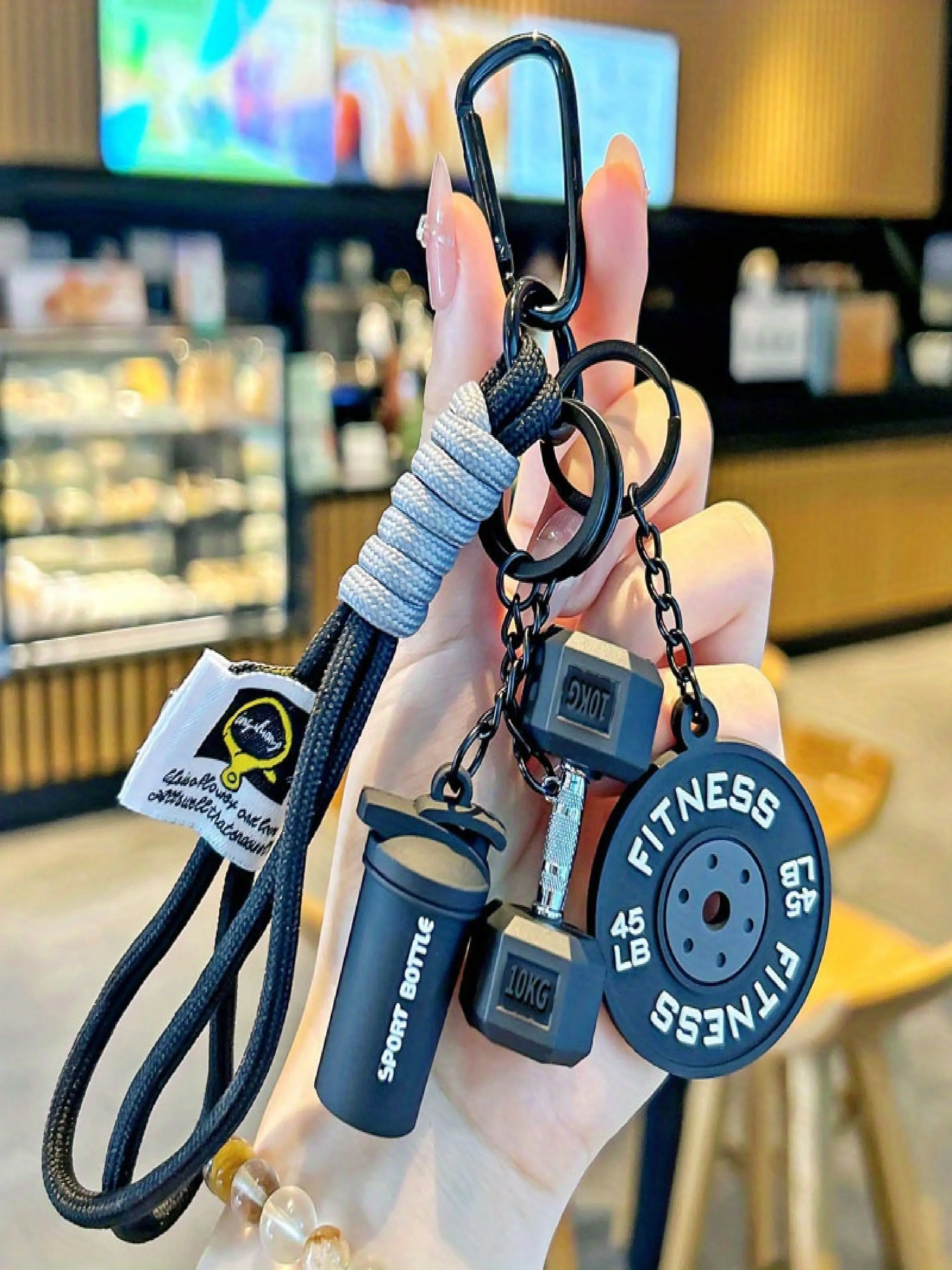 Dumbbell Fitness Muscle Building Set Keychain, Creative Fashion Bag Charm, Portable Backpack Accessory, Birthday Gift, Party Favor, Keychain Accessories, Gym Keychain