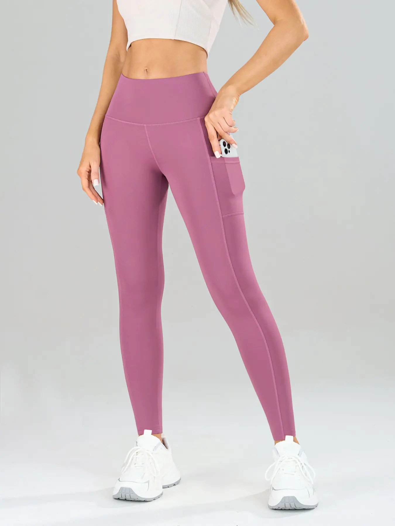 High-Waisted Waist Trainer Workout Pants with Pockets, No Embarrassment Running Yoga Comfortable Fitness Bottoms