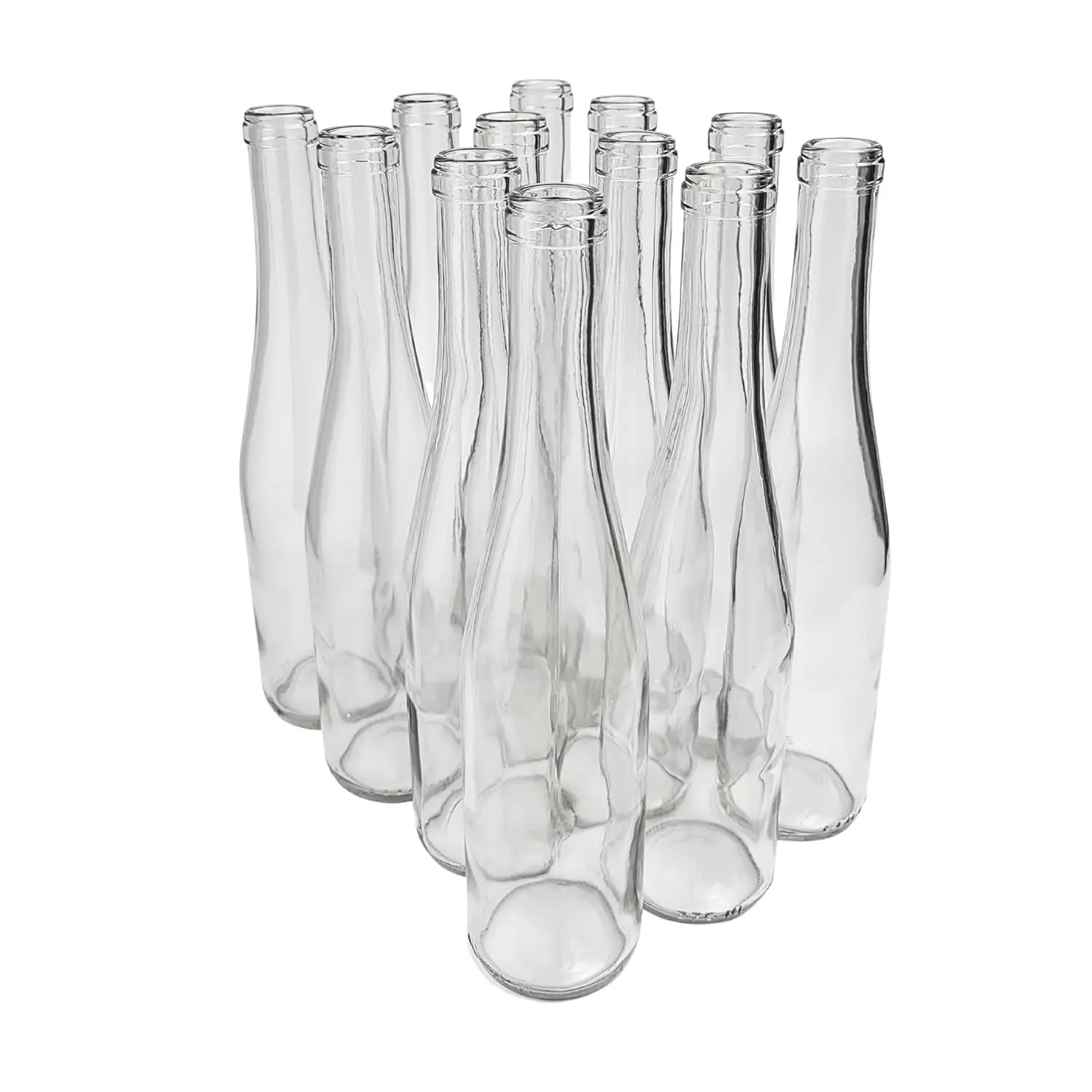 375 ml Clear Hock Liquor Wine Bottles (Pack of 12) | NO CORKS INCLUDED | W17 375ml Clear Flint Stretch Empty Glass Bottles for Drinks