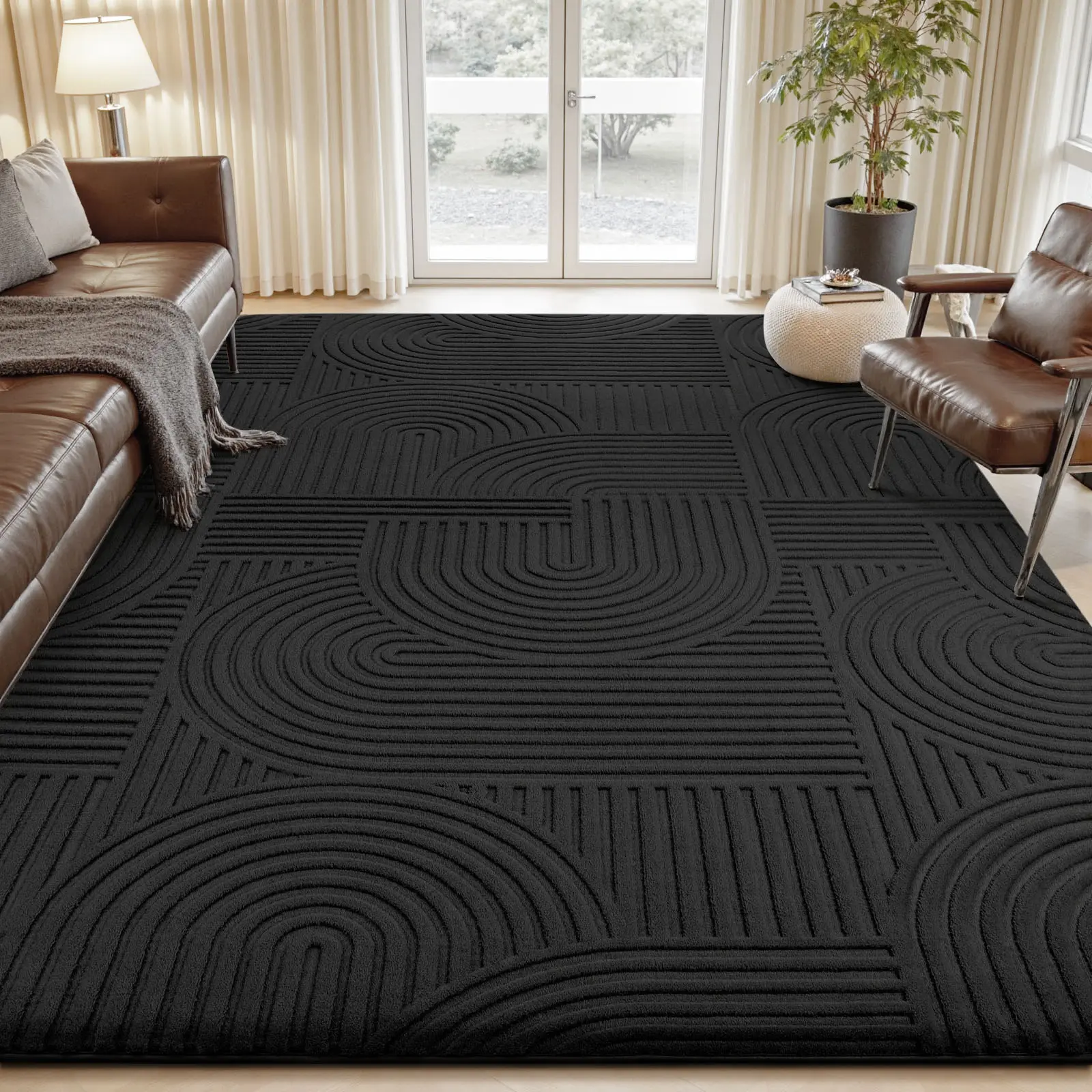 FAMVAL Modern Geometric Pattern Large Size Area Rug, Fluffy Soft Washable Rug for Living Room Bedroom Nursery Dorm Kids Room Apartment