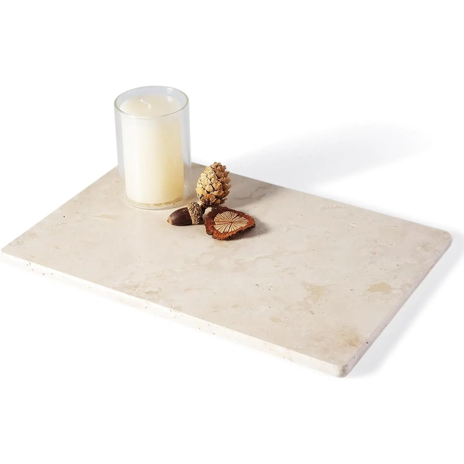 Italian  Travertine Tray, 12" x 8"  Decorative Marble Tray for , Ring Holder, Perfume Organizer Candle Tray for Bedroom/Bathroom/Kitchen Countertop
