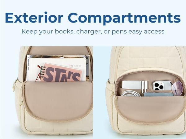 Quilted College Laptop Backpack for Women, Water-Resistant Daypack for 15.6 Inch Laptop FathersDayGift