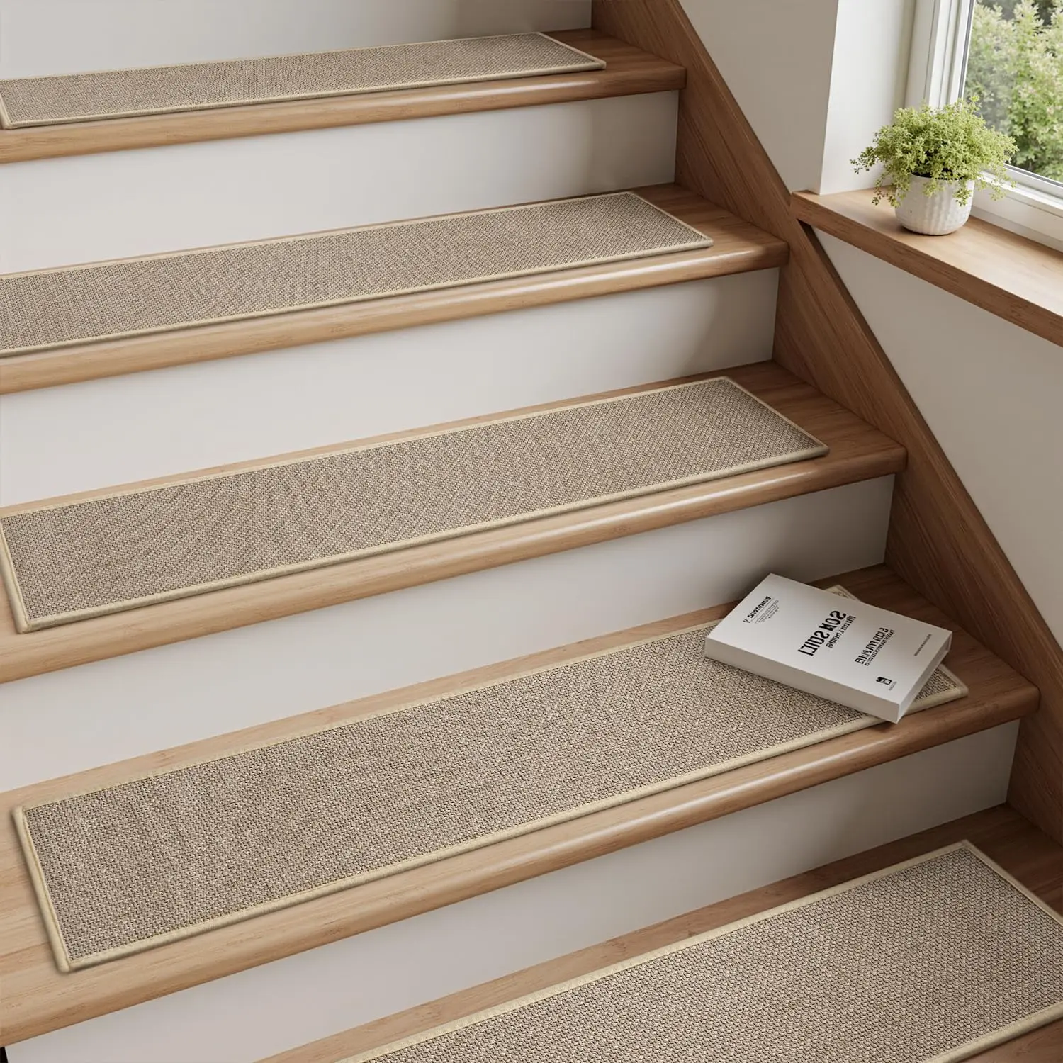 Stair-Treads Non Slip 1 count, Stair Treads for Wooden Steps Rubber Backing Indoor, Carpet Stair Treads  Free, Stair Runner Durable Stair-Carpet Treads for  and Dogs 8"x30" Beige