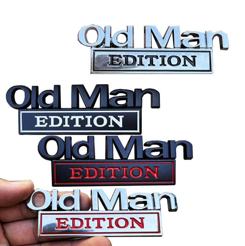 Premium Old Man Edition 3D Car Emblem Sticker Metal Badge Bumper Decals for Cars Trucks SUVs Side or Rear Tailgate Name Sticker - Gift for Drivers on Father's Day Retirement