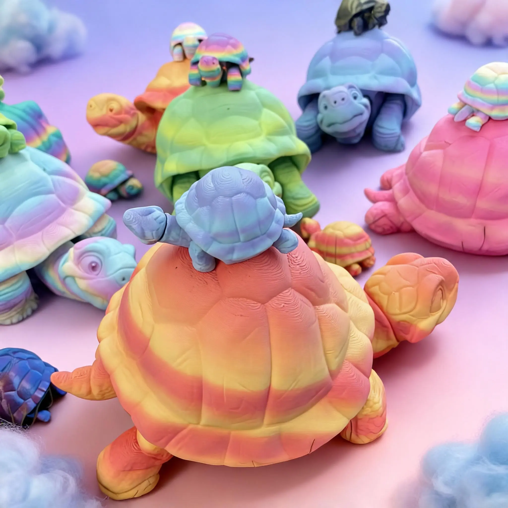 Turtle Figurine Set, Expandable Joints, Home Decor, Halloween & Christmas Gift, Birthday Present, 3D Printed Animal Statue, Turtle Designs, Decorative Figures, Animal Figurines, Home Decoration