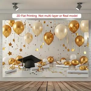 Graduation Party Backdrop Celebration Banner Backdrop Photo Booth Background Cloth Grad Tapestry Wall Hanging Photography Background Polyester Fiber Home Room Office Event Party Decor Studio Prop Wall Art