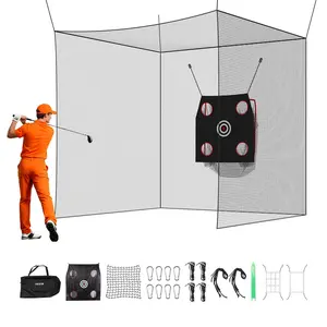 VEVOR Golf Batting Cage, 10x 10x 10 FT Golf Cage, Driving Hitting Cages with 3-Ply Knotless Polyester, Golfs Target 9-Hole Baseball Target, Golfs Hitting Net for Indoor, Outdoor, Backyard